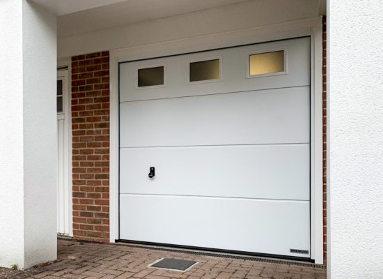 Hormann LPU42 L Ribbed Sectional Garage Doors with Windows