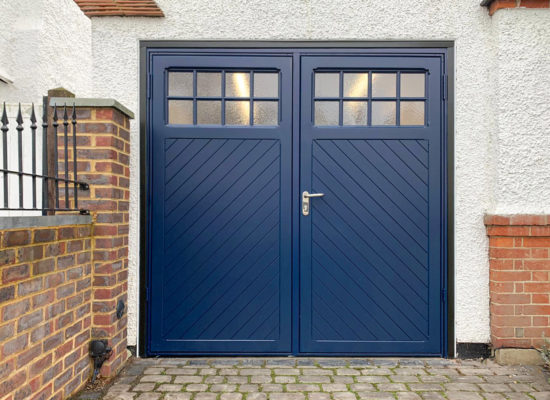 Garador Ashton 50:50 Side Hinged Garage Doors in Steel Blue