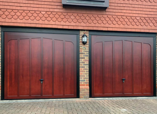 Cardale Tudor Cedarwood Canopy Garage Doors