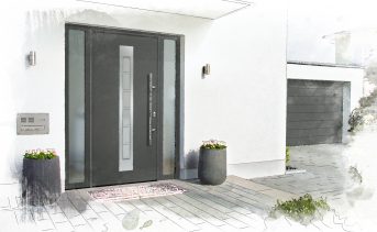 Hörmann Thermo46 entrance door with sectional garage door