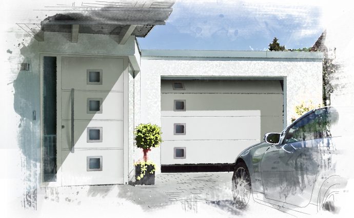 Hormann front door with matching sectional garage door Hormann front door with matching sectional garage door